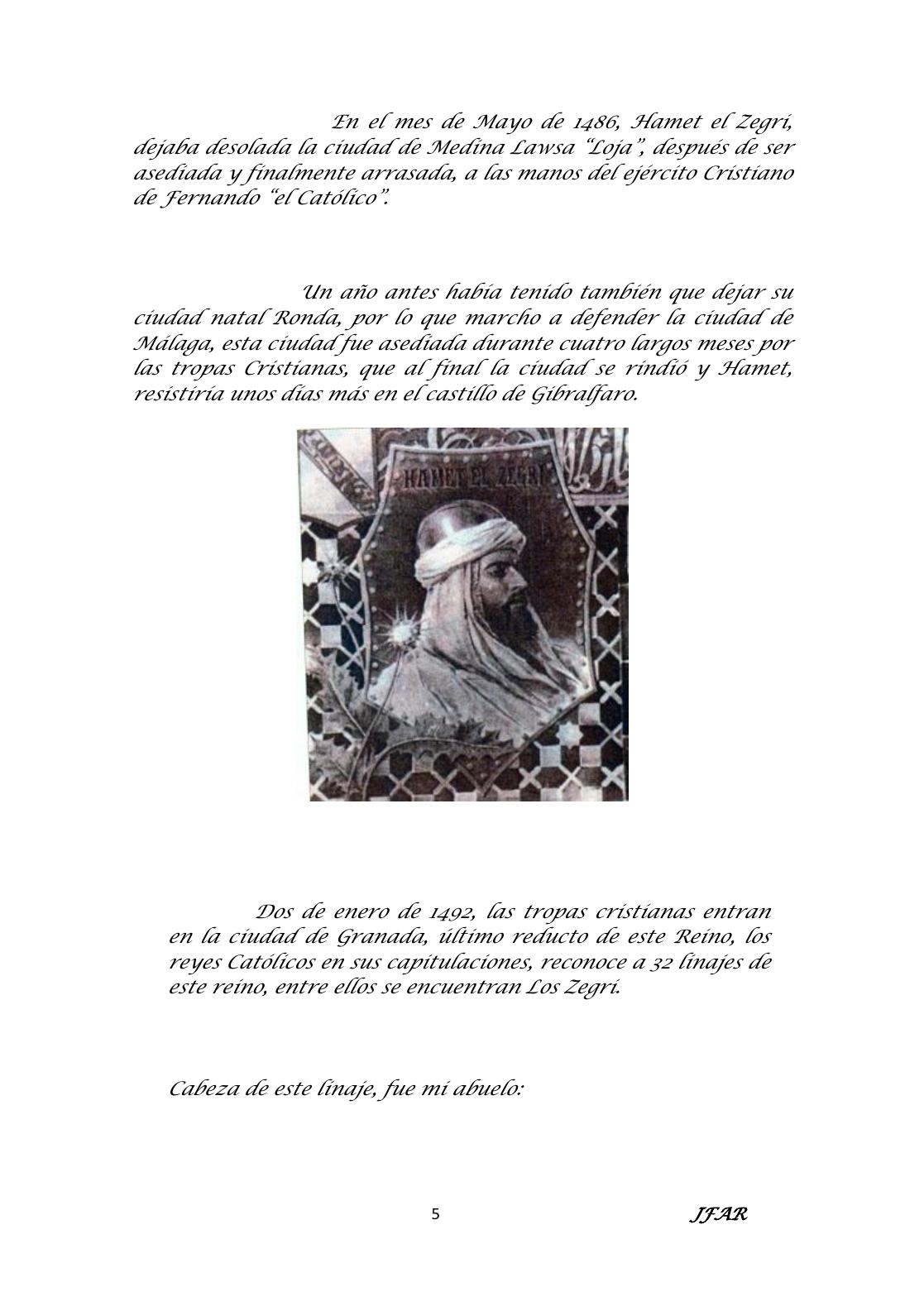 Página del dossier dedicada a Hamet el Zegrí y la defensa de Málaga