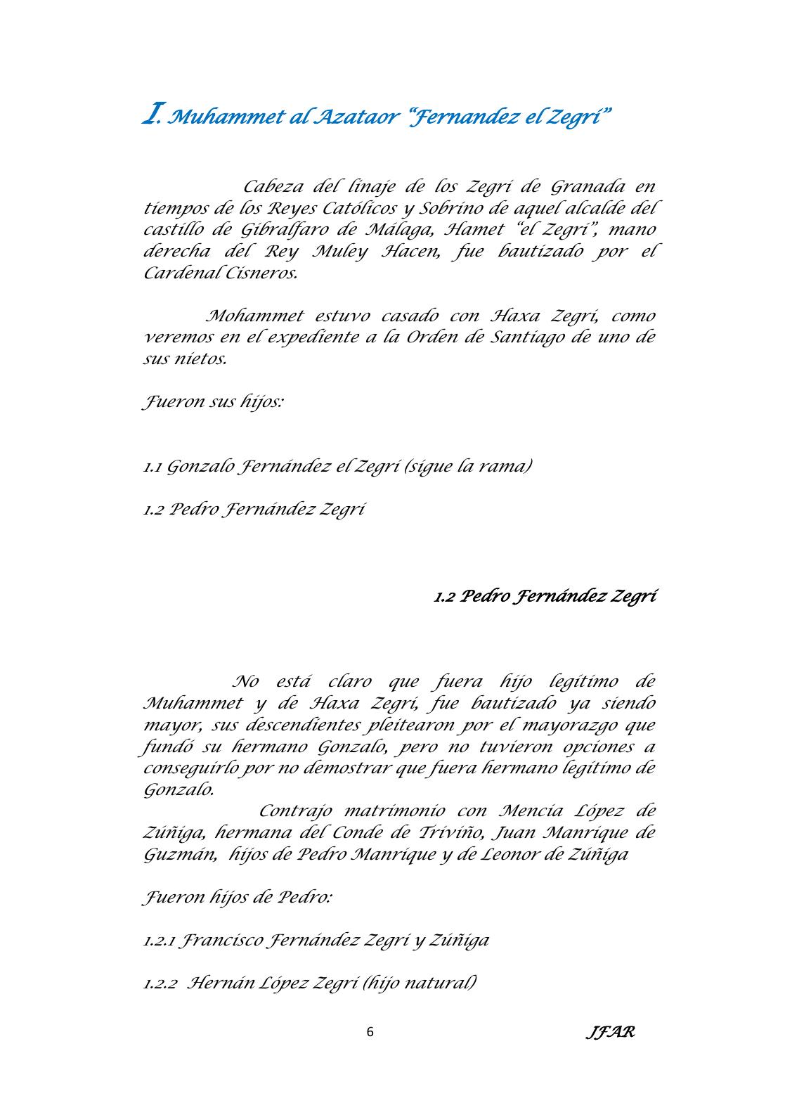 Página del dossier con Muhammet al-Azataor, Haxa Zegrí, Gonzalo y Pedro Fernández Zegrí